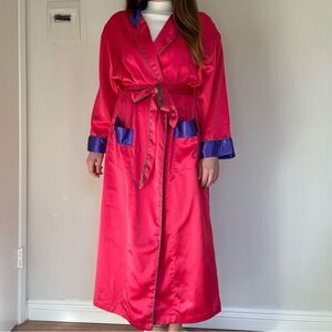 VINTAGE 90s VICTORIA’S SECRET Gold Label Pink Colorblock Long Robe